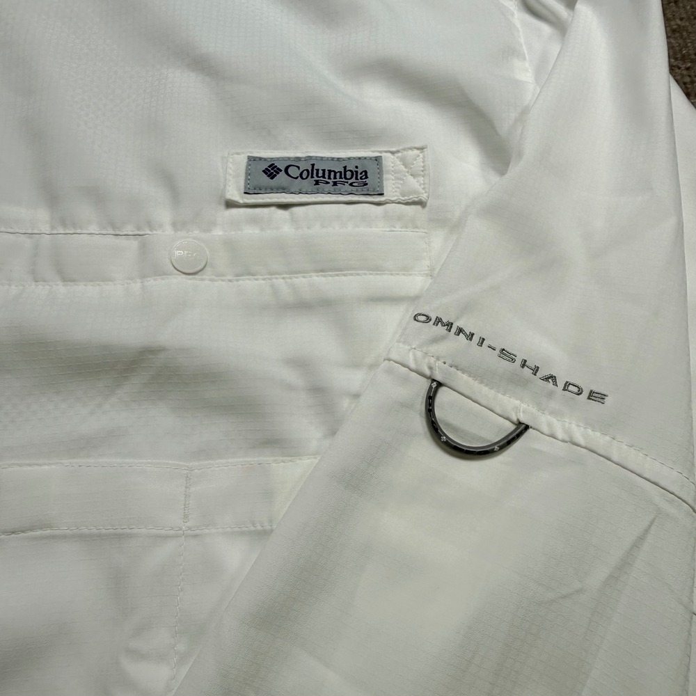 Columbia Mens PFG Tamiami White Long Sleeve Fishing Shirt 5X FS7253 Omni-Shade - Picture 11 of 12
